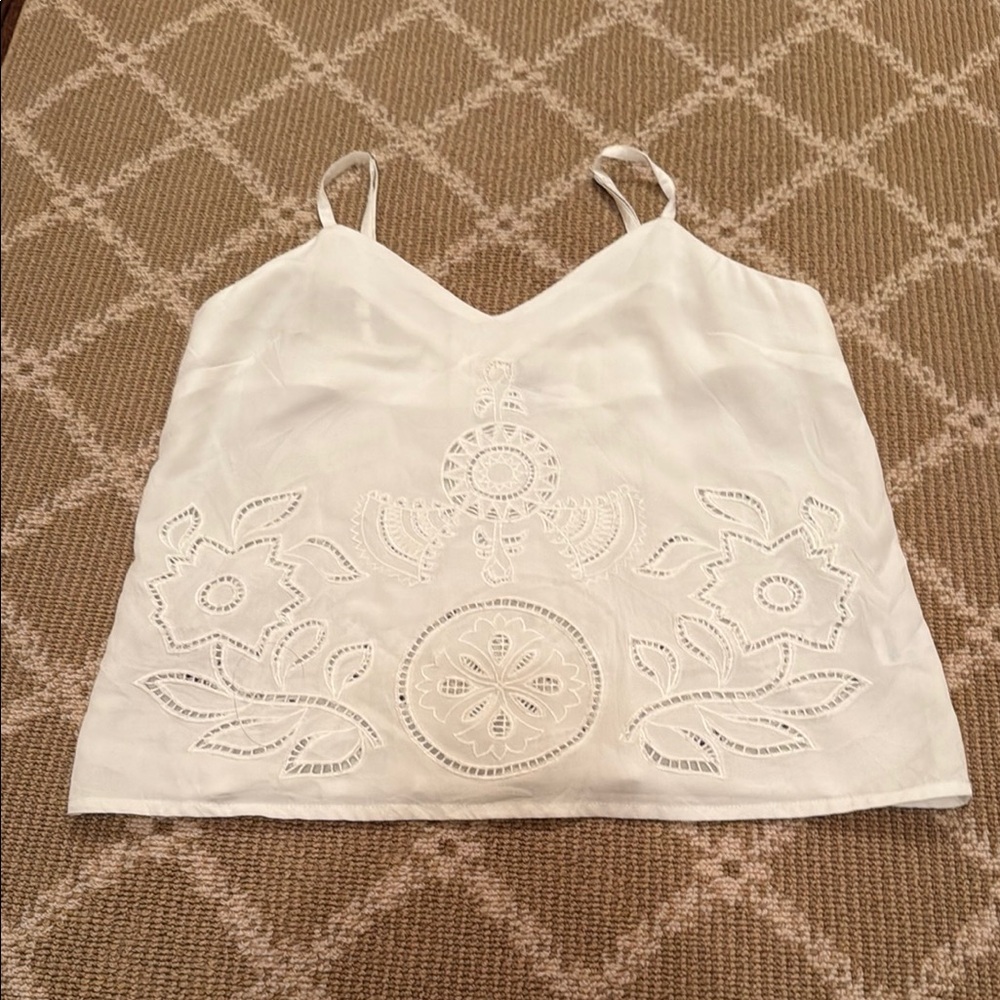 White Embroidered V-Neck Camisole Top never worn